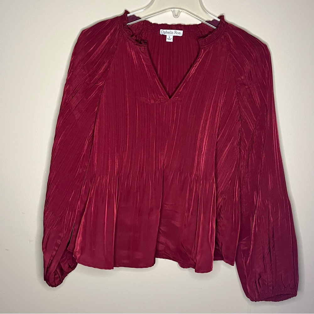 Ophelia Rose Burgundy Pleated Blouse